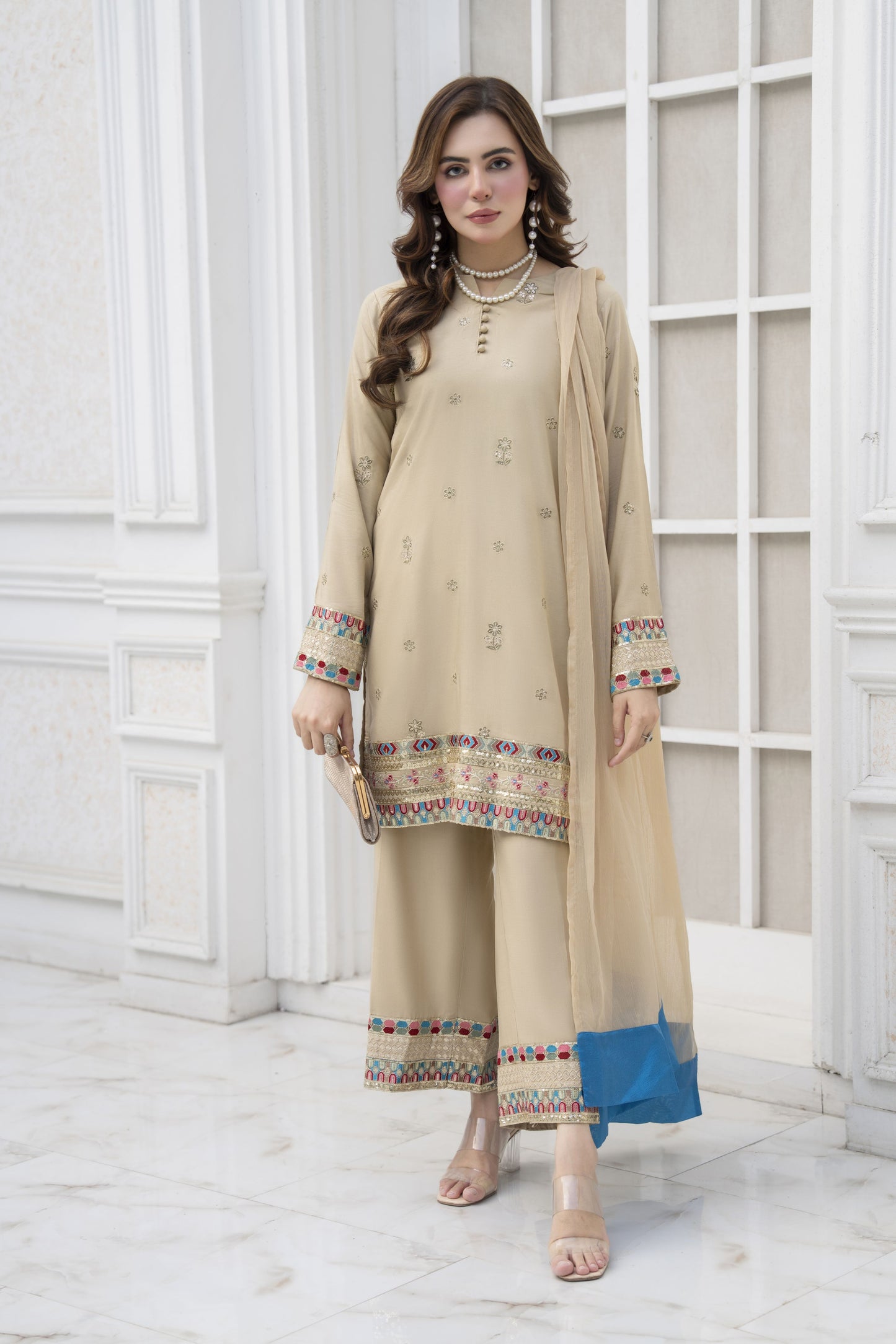 Amera Ready to Wear 3 Pcs Embroidered Dress