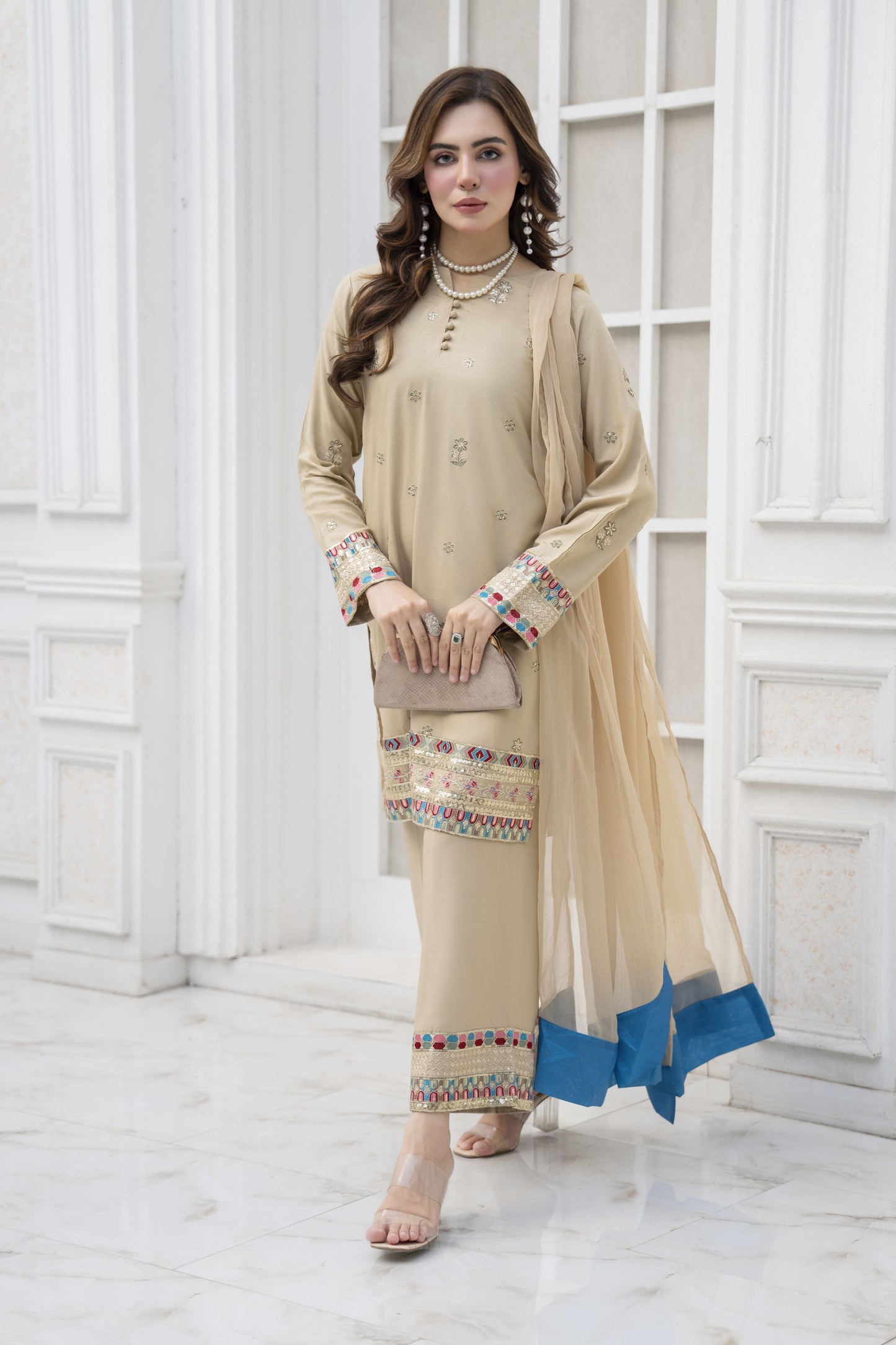 Amera Ready to Wear 3 Pcs Embroidered Dress