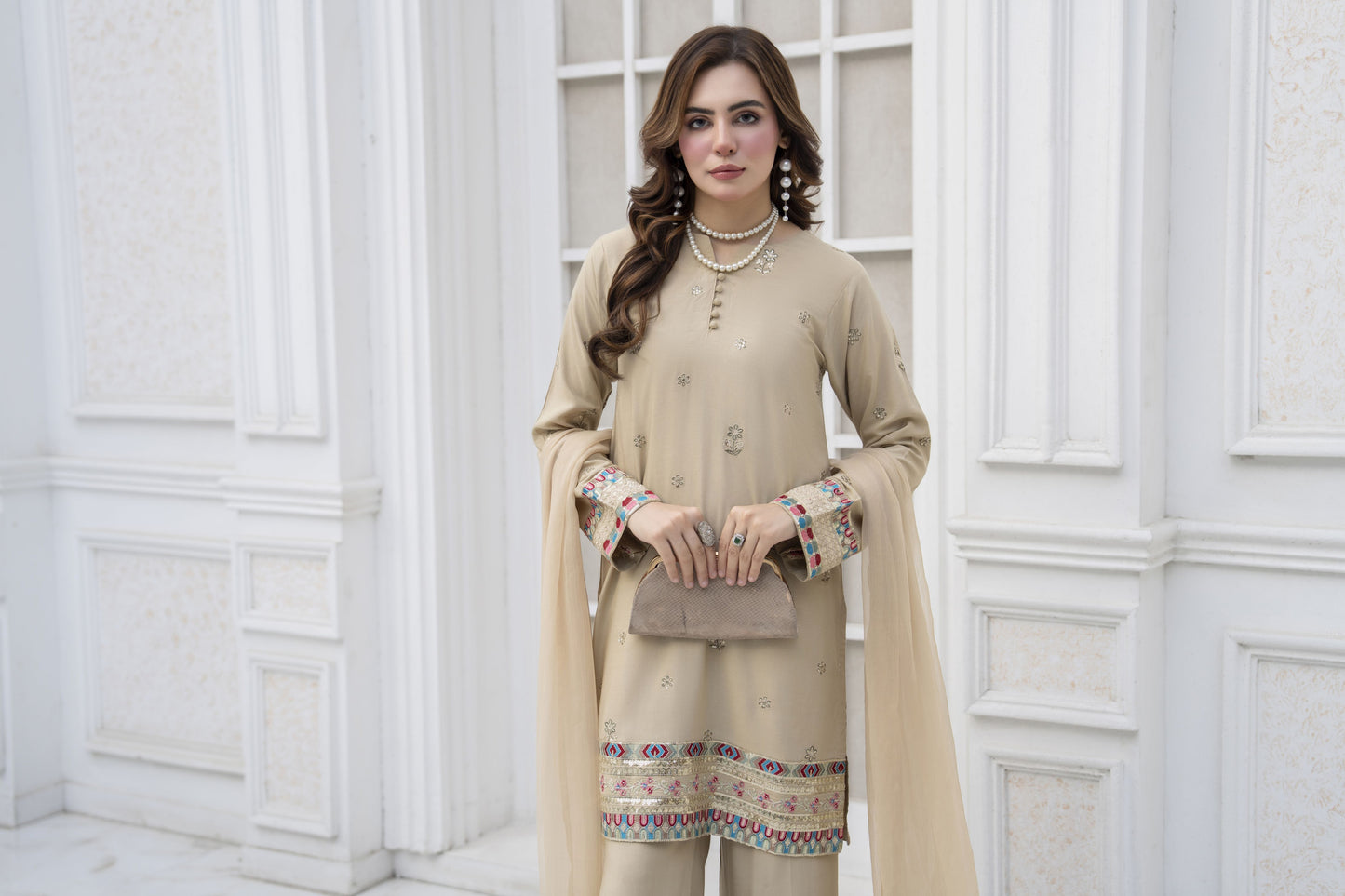 Amera Ready to Wear 3 Pcs Embroidered Dress
