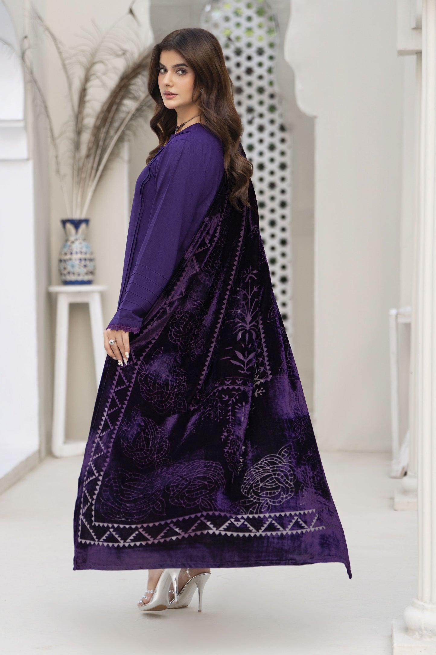 Purple Palachi Shawl Ready to wear 3 Pcs Winter Dress