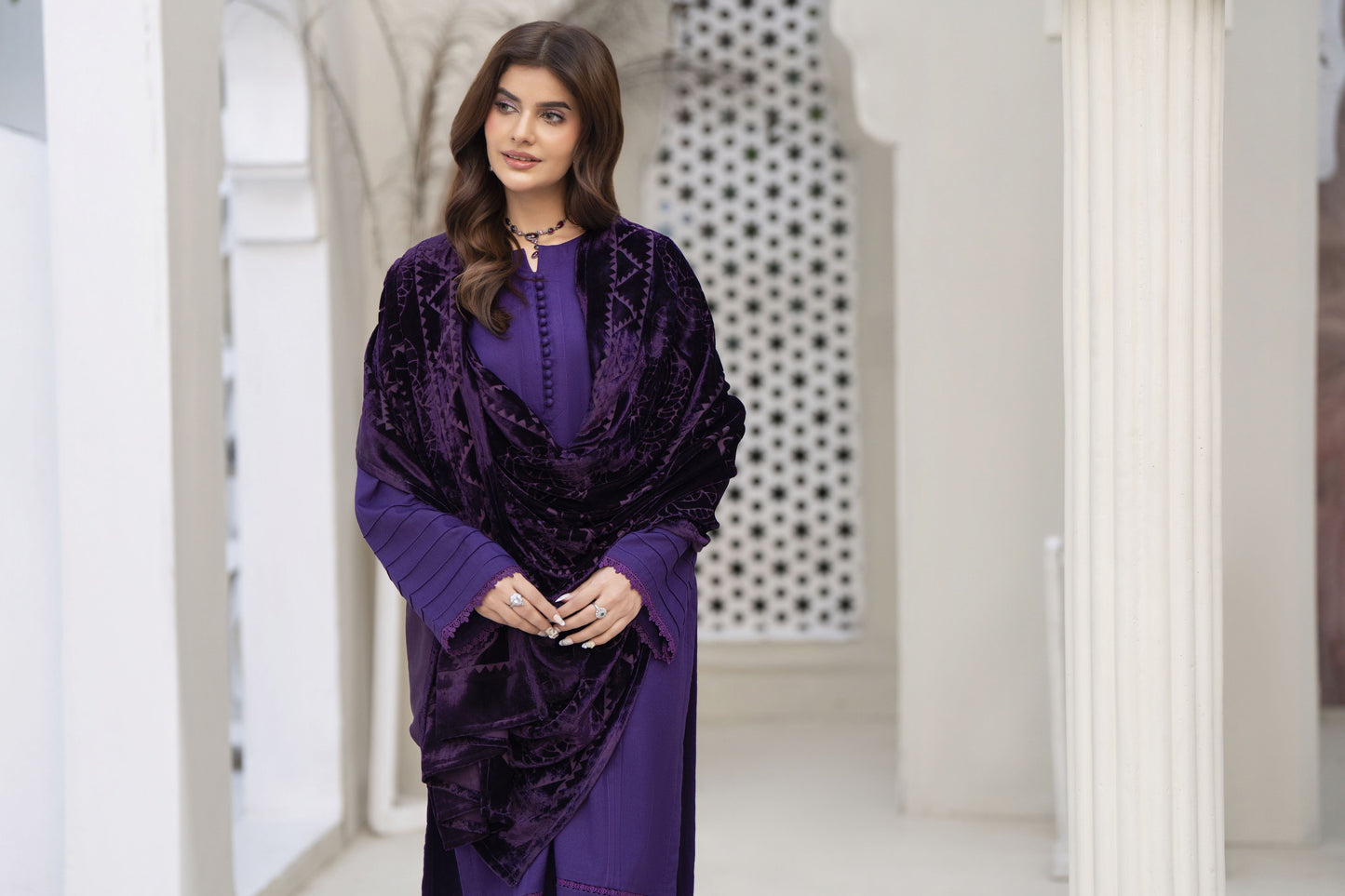 Purple Palachi Shawl Ready to wear 3 Pcs Winter Dress