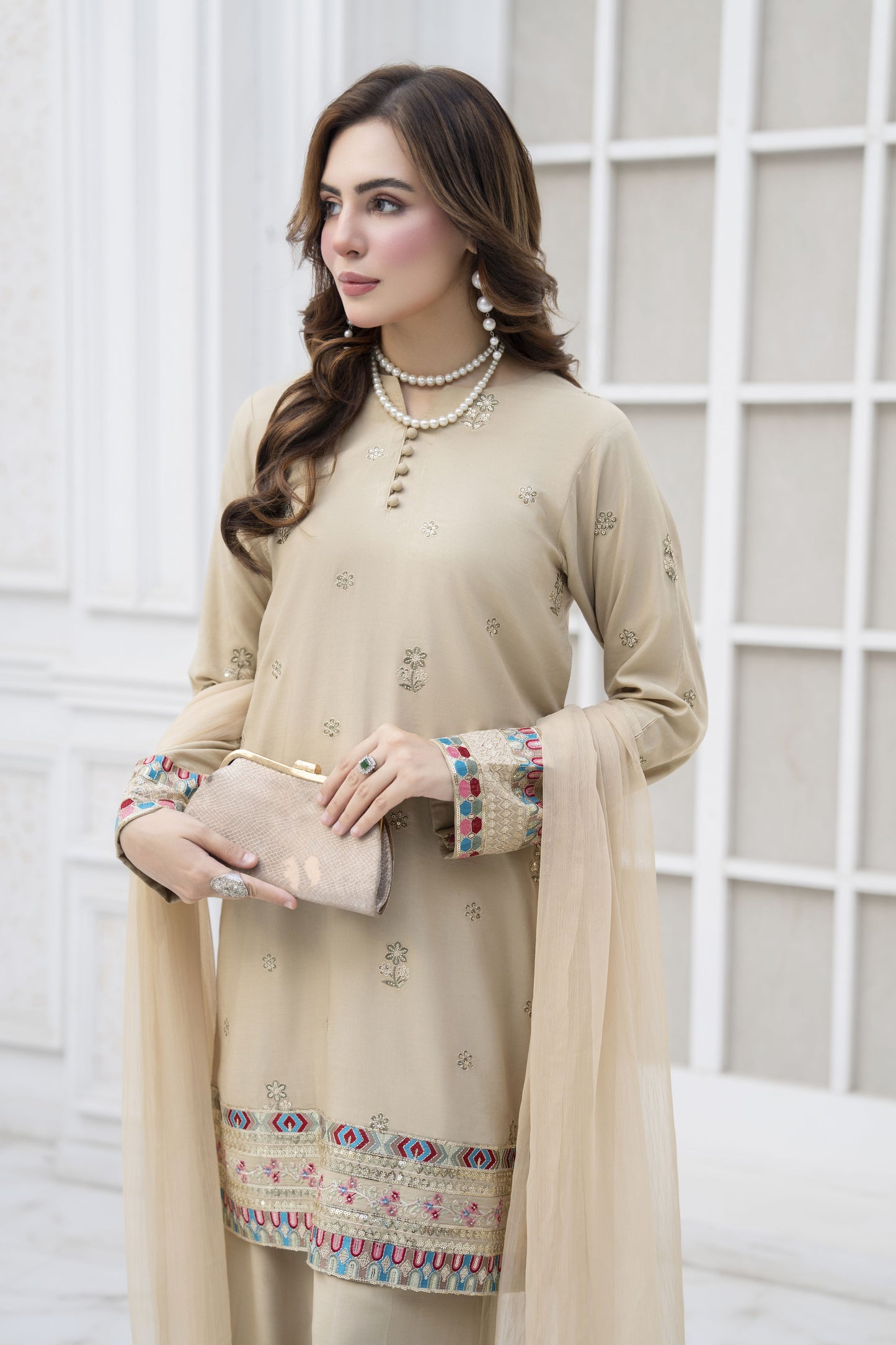 Amera Ready to Wear 3 Pcs Embroidered Dress
