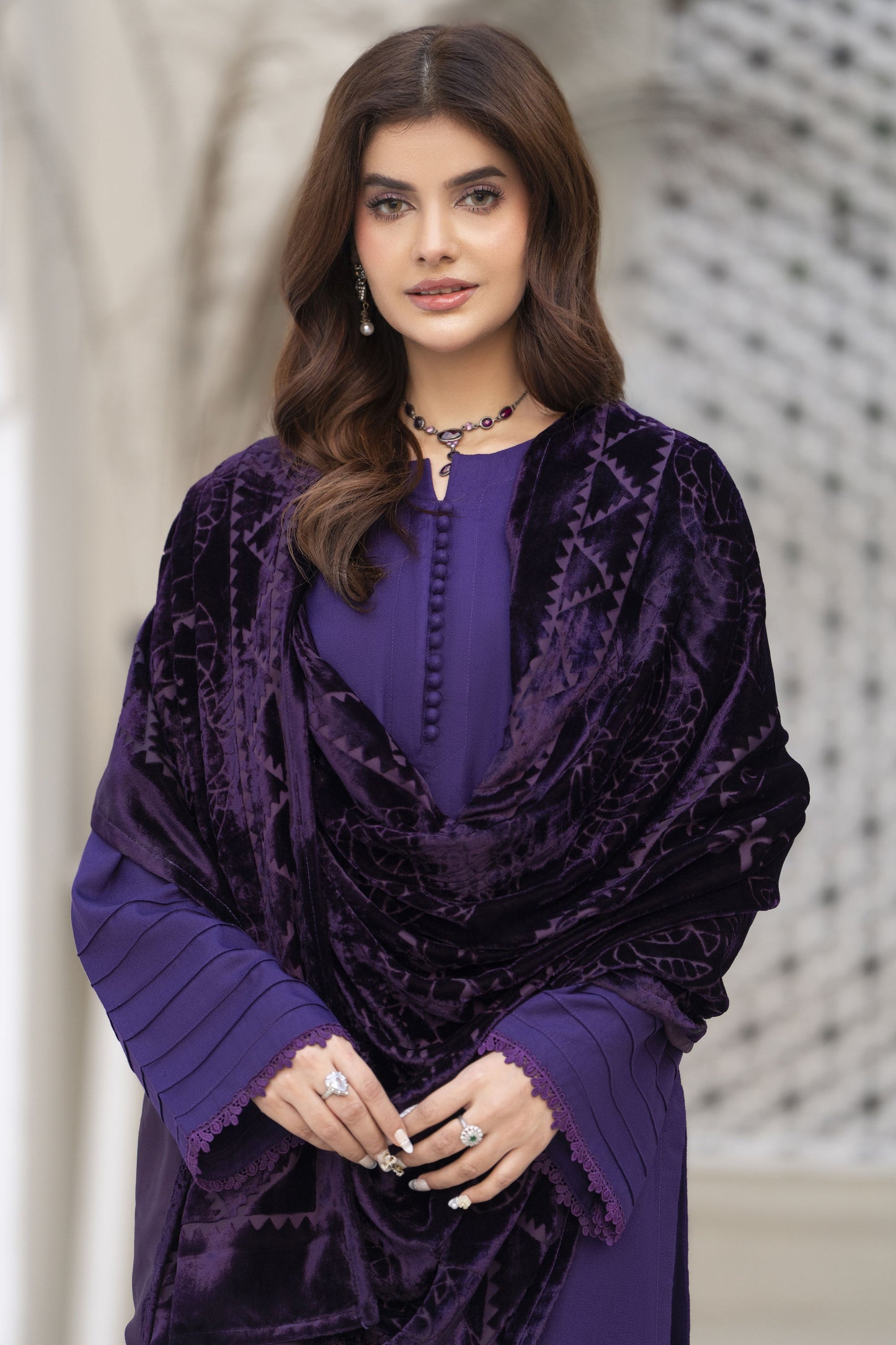Purple Palachi Shawl Ready to wear 3 Pcs Winter Dress