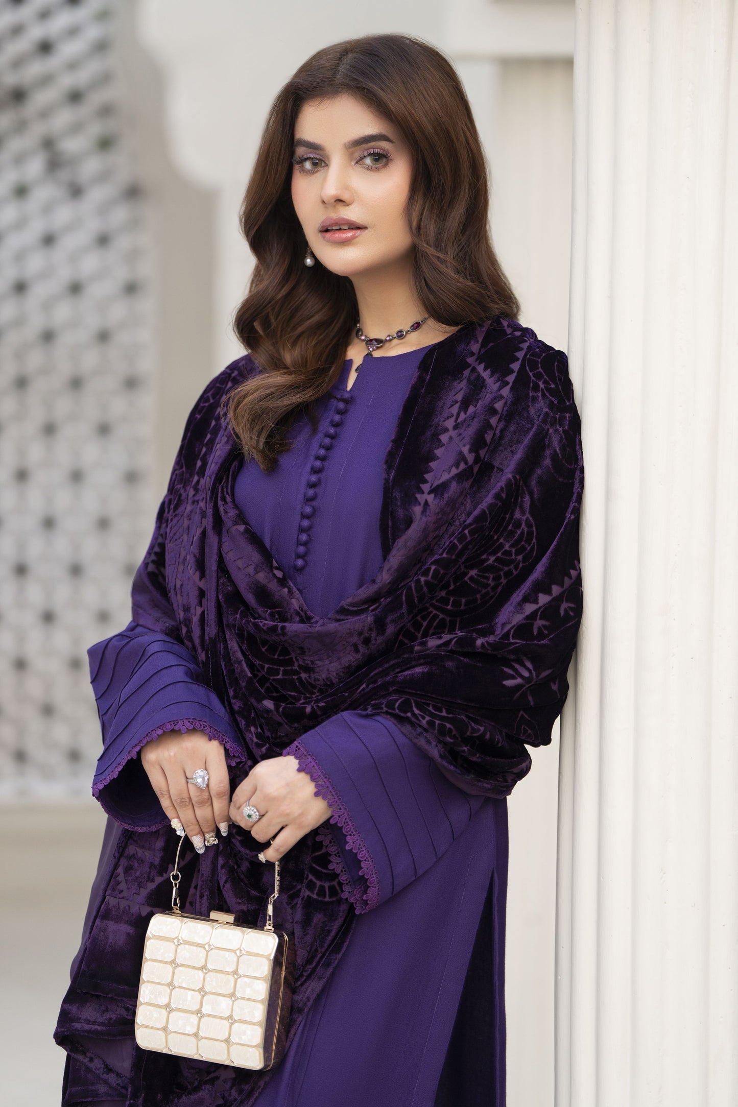 Purple Palachi Shawl Ready to wear 3 Pcs Winter Dress
