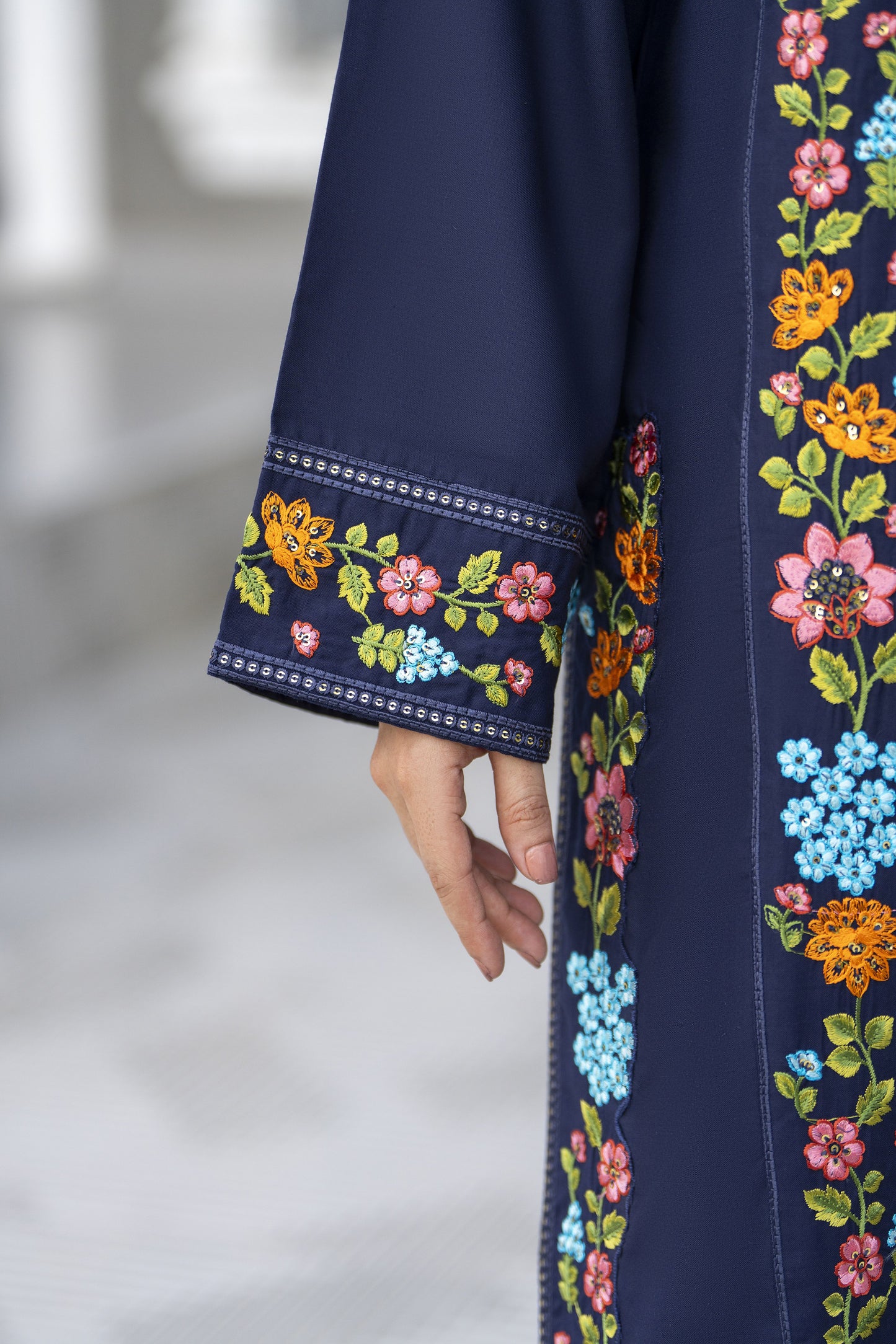 Navy Classic Ready to Wear 2 Pcs Embroidered Dress