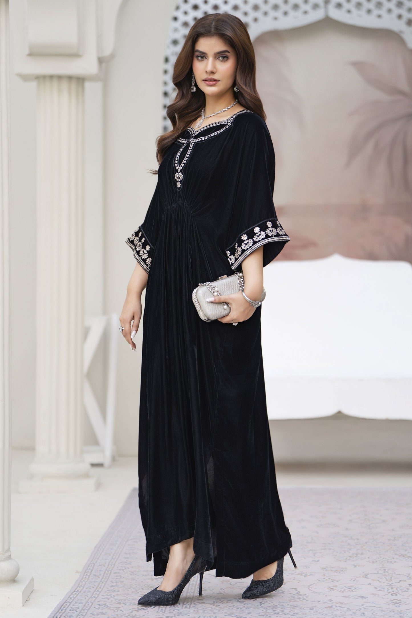 Bera Ready to wear 2 Pcs  Velvet Embroidered Kaftan