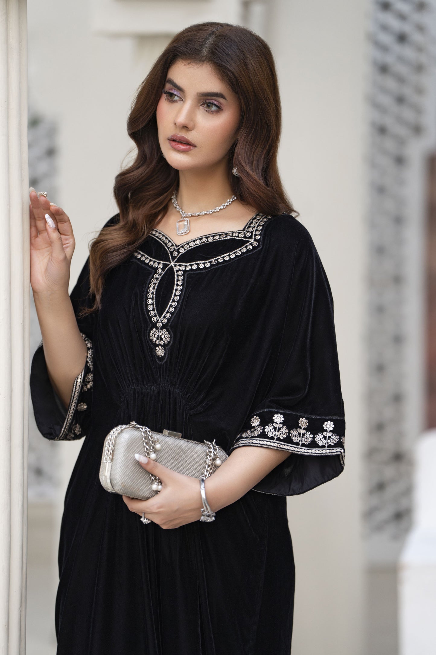 Bera Ready to wear 2 Pcs  Velvet Embroidered Kaftan