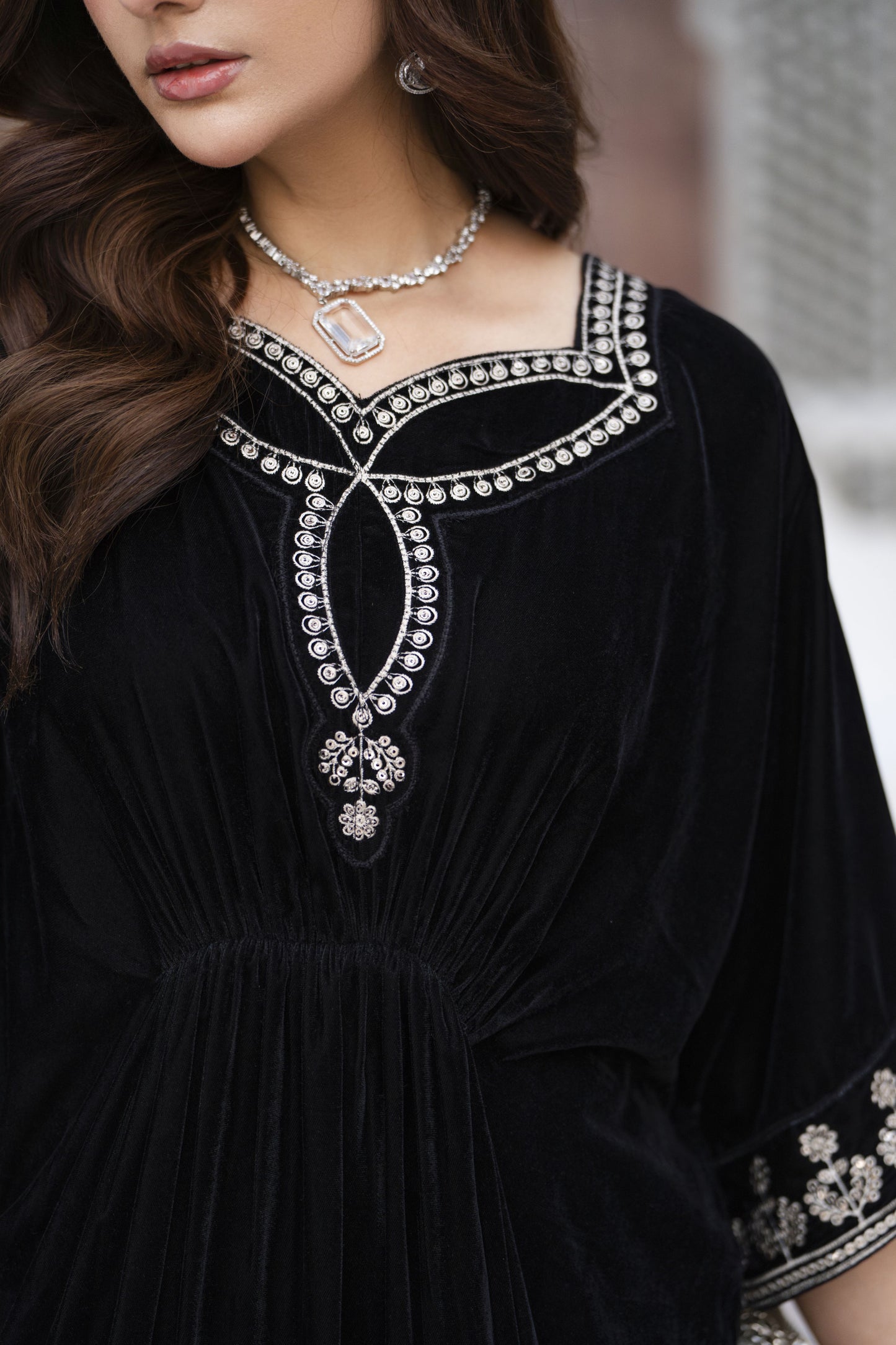 Bera Ready to wear 2 Pcs  Velvet Embroidered Kaftan