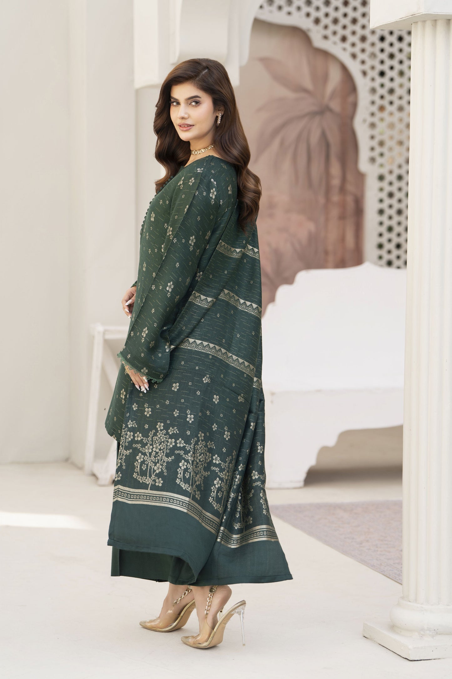 Green Star Ready to Wear 3 Pcs Wool Dress