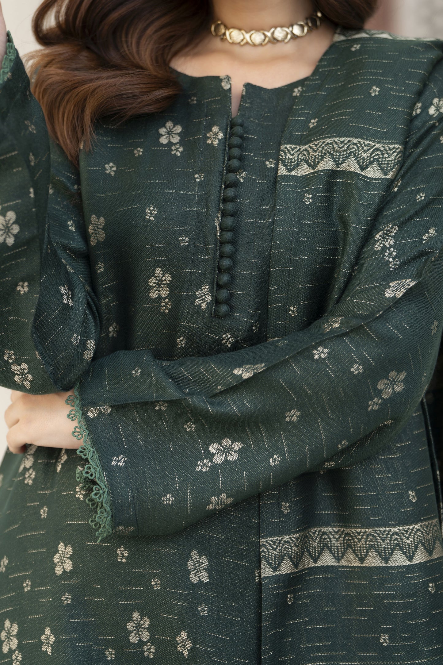 Green Star Ready to Wear 3 Pcs Wool Dress
