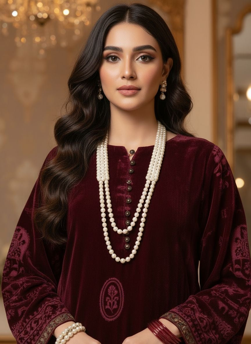 Asima french velvet 2 pcs dress