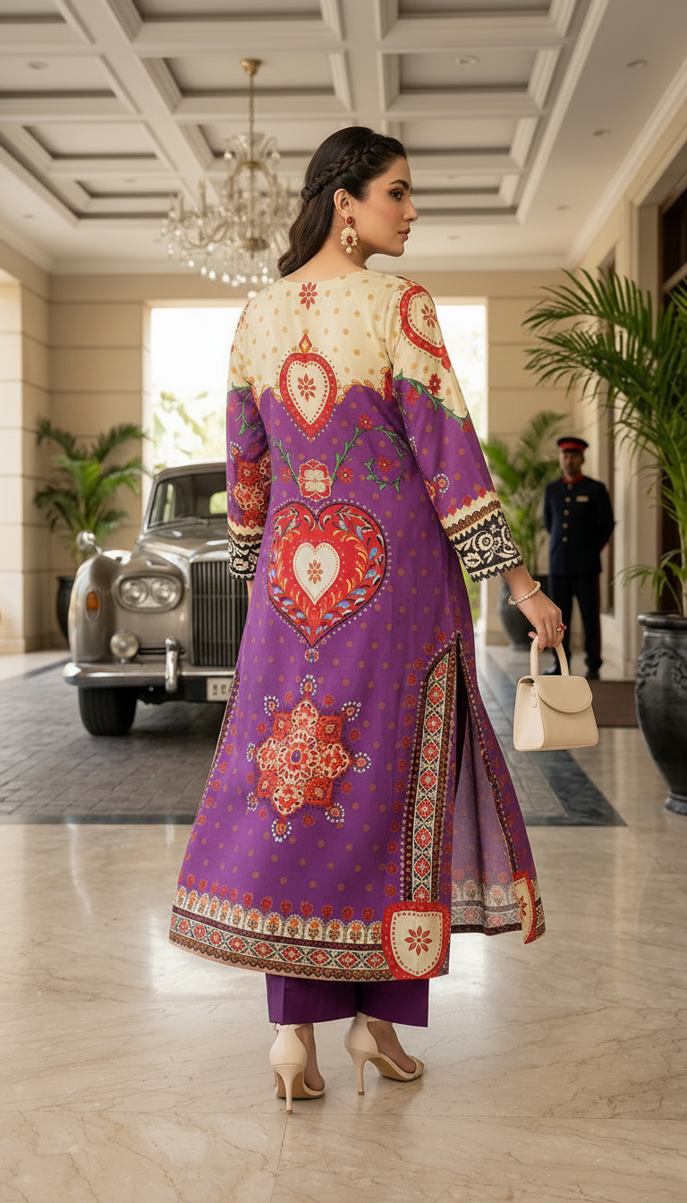 Areej Ready to Wear 3 Pcs Viscose Dress with Silk dopatta