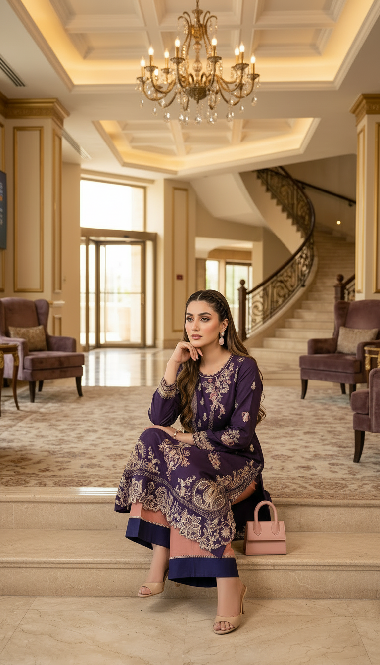 Hoor Ready to Wear 2 Pcs Fully Embroidered Pure Viscose Dress