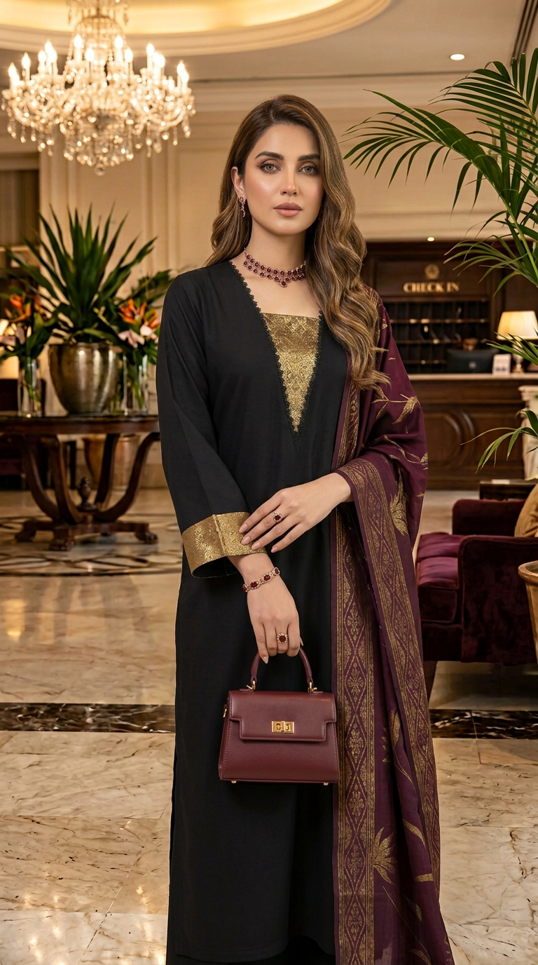 Rani Black Exclusive Kani Shawl 3 Pcs Dress