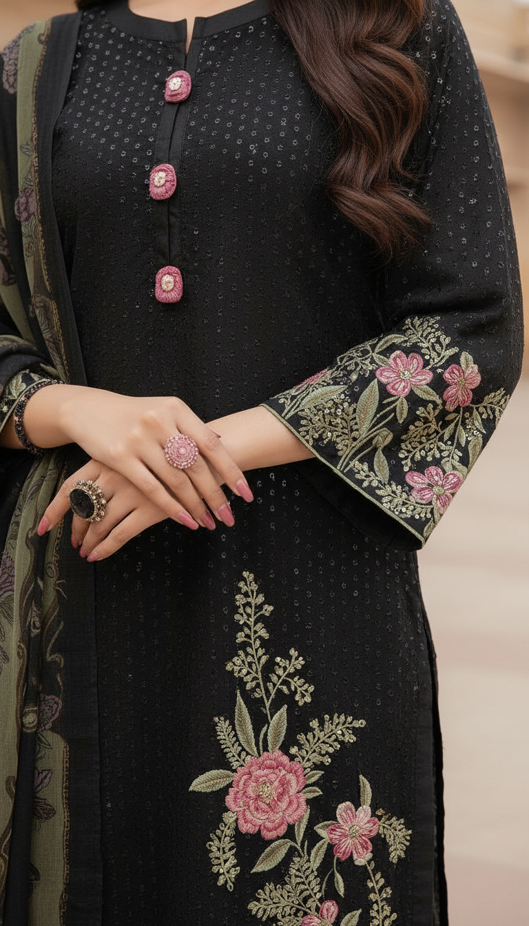 Kirmizi Ready to Wear 3 Pcs Fully embroidered Dress
