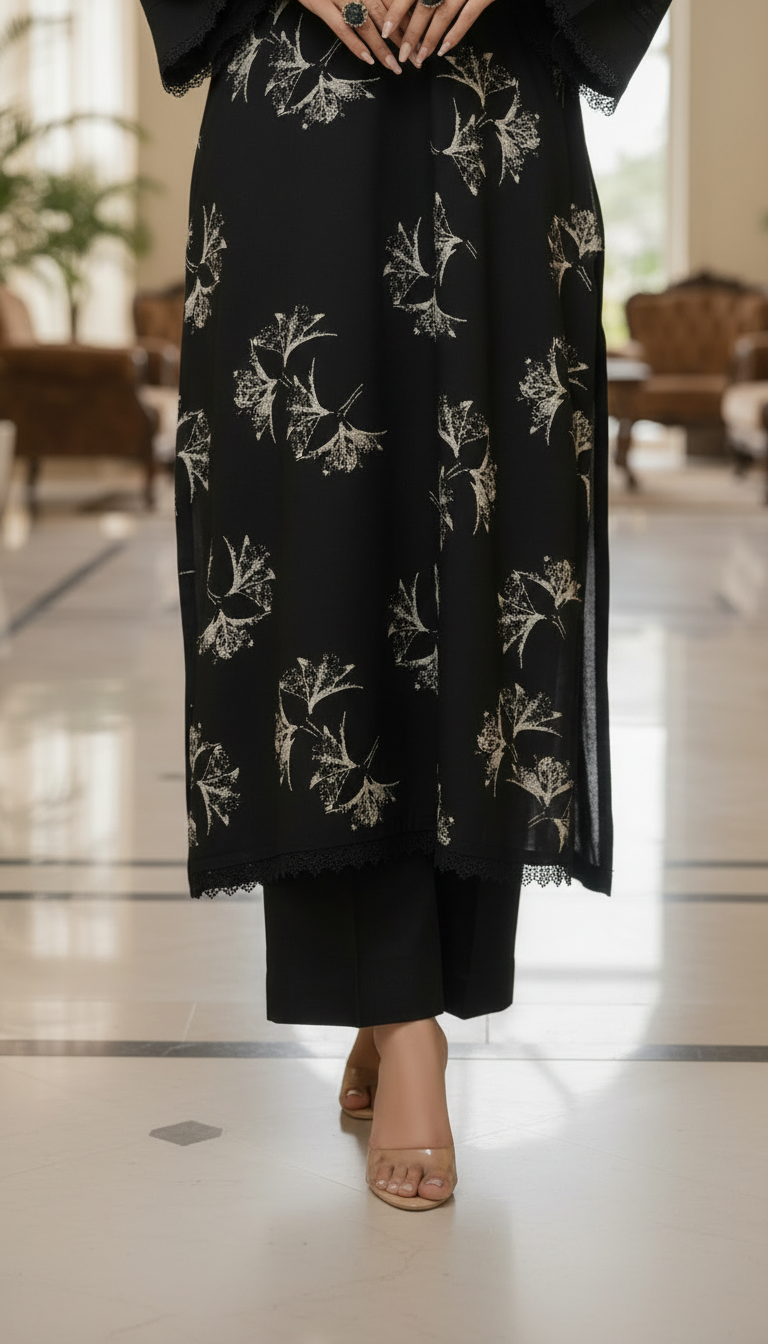 Naemal Black 2 Pcs Linen Dress