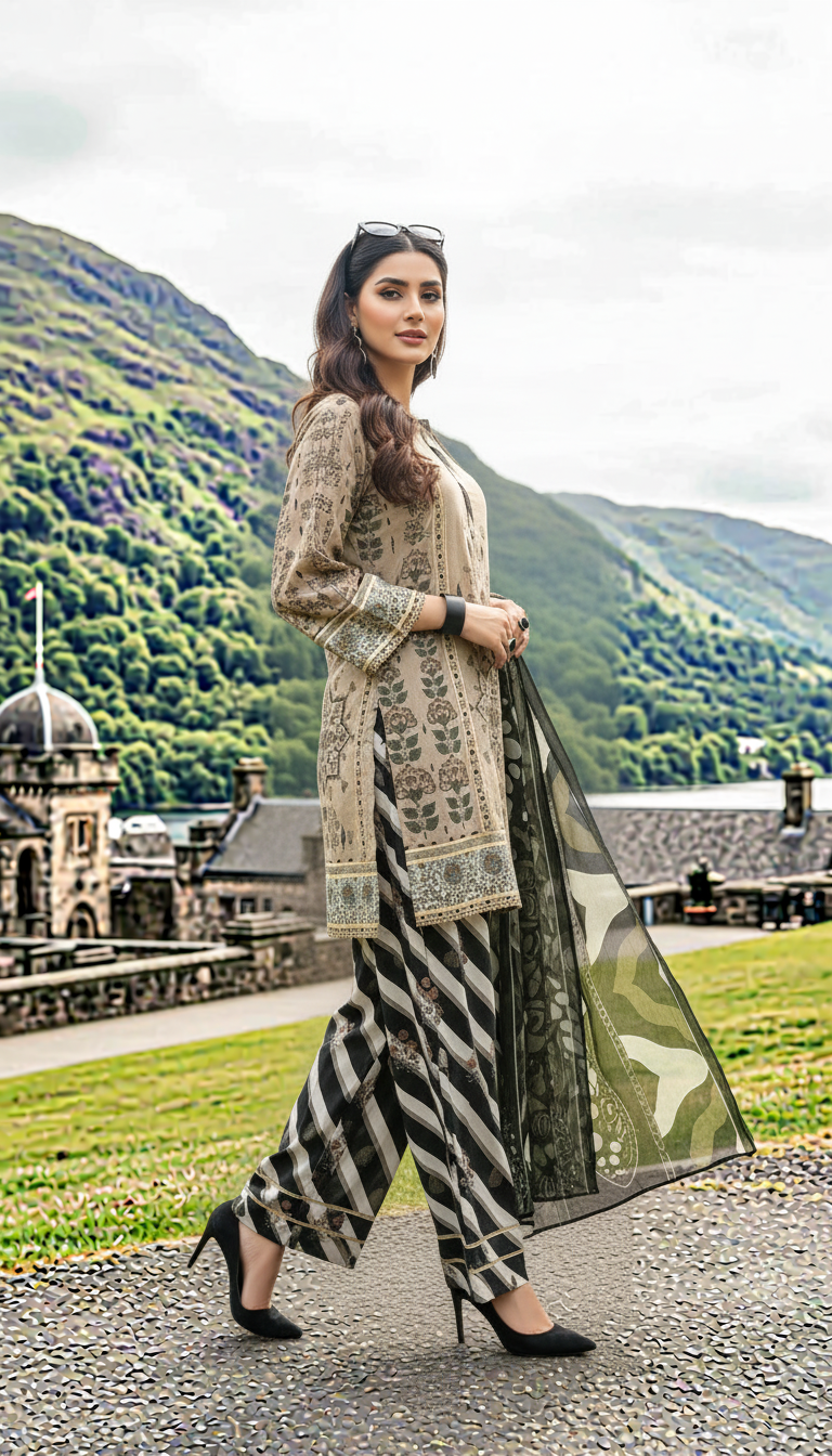 Bea Ready to Wear 3 Pcs Dress with Chiffon Dopatta