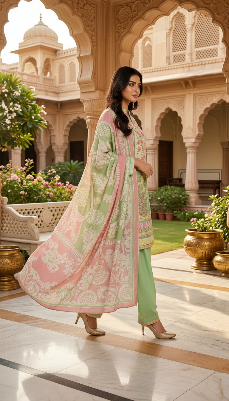 Sunila Ready to Wear 3 Pcs Lawn Dress with Pure Voile Dopatta