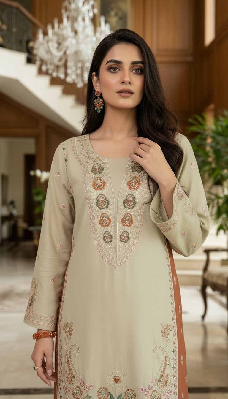 Dacia Fully Embroidered 2 Pcs Dress