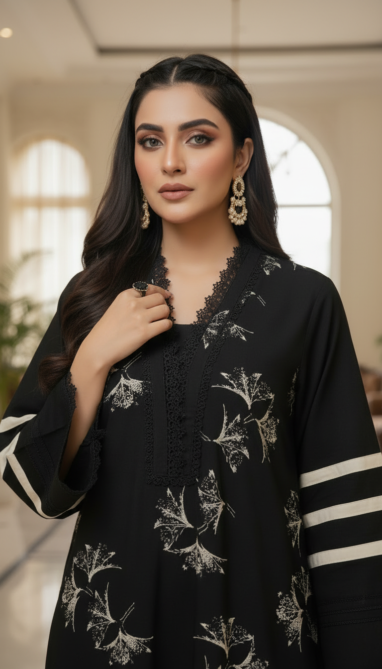 Naemal Black 2 Pcs Linen Dress