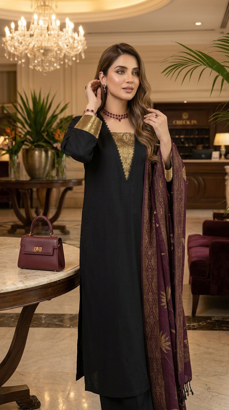 Rani Black Exclusive Kani Shawl 3 Pcs Dress