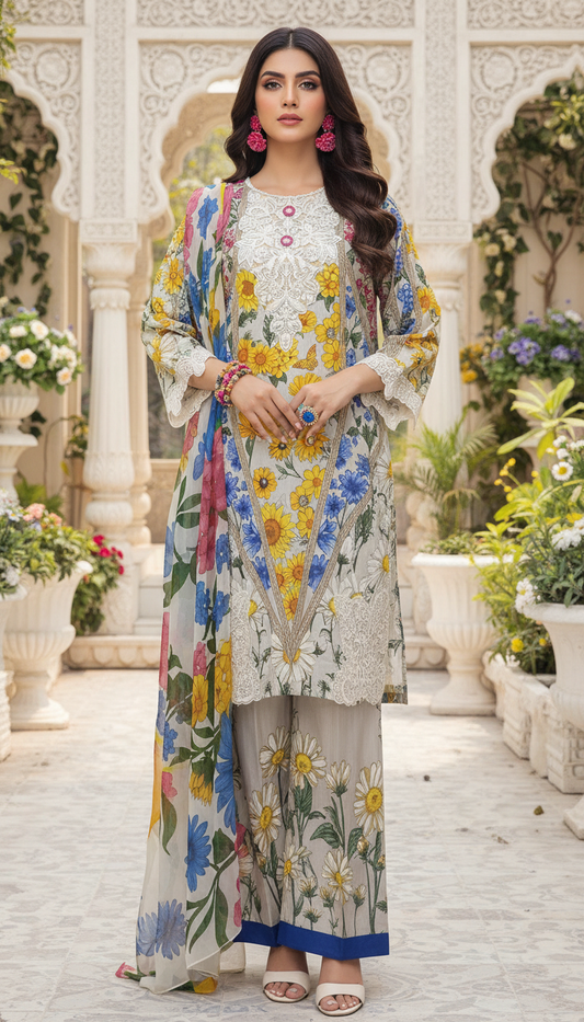 Zaina Ready to Wear 3 Pcs Embroidered Dress