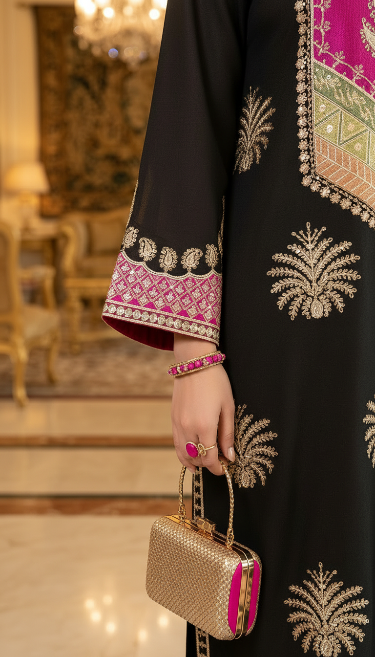 Hamda Black Ready to Wear 2 Pcs Embroidered Dress