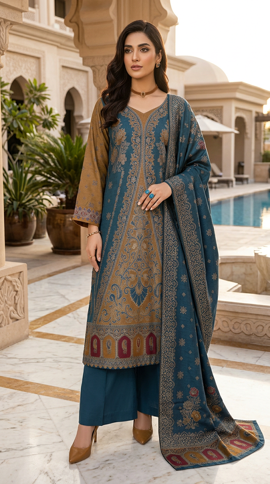 Ashrafi Pashmina Ready to Wear 3 Pcs Dress with Pashmina Shawl