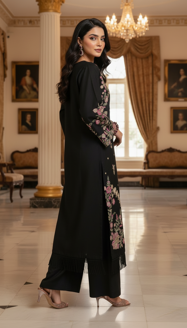 Lamiza Ready to Wear 2 Pcs Embroidered Kaftan Dress