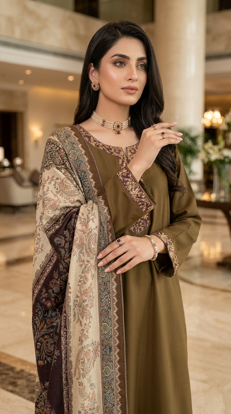 Sattrangi Kani shawl Ready to Wear 3 Pcs Marina Dress