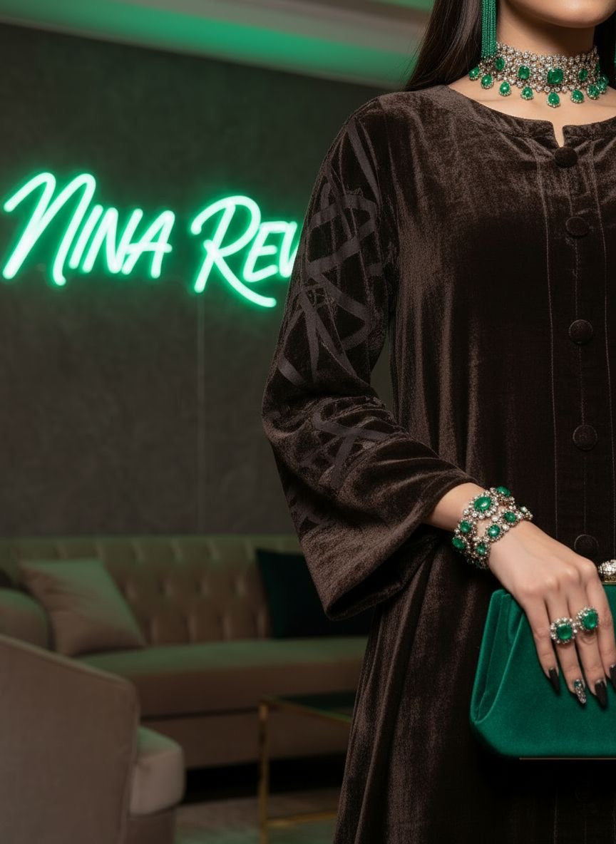 Rabeka Brown Velvet co ord Set