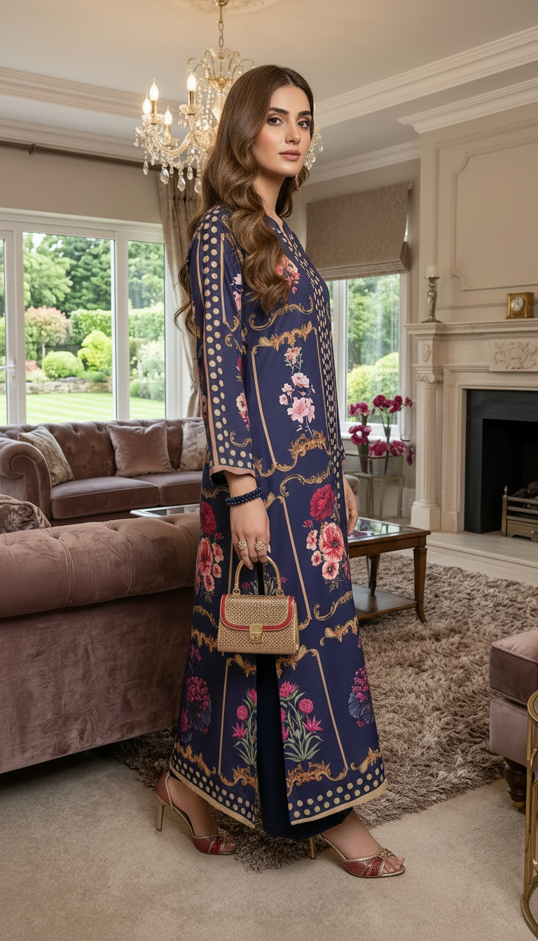Luna Blue Ready to Wear 2 Pcs Printed Kaftan