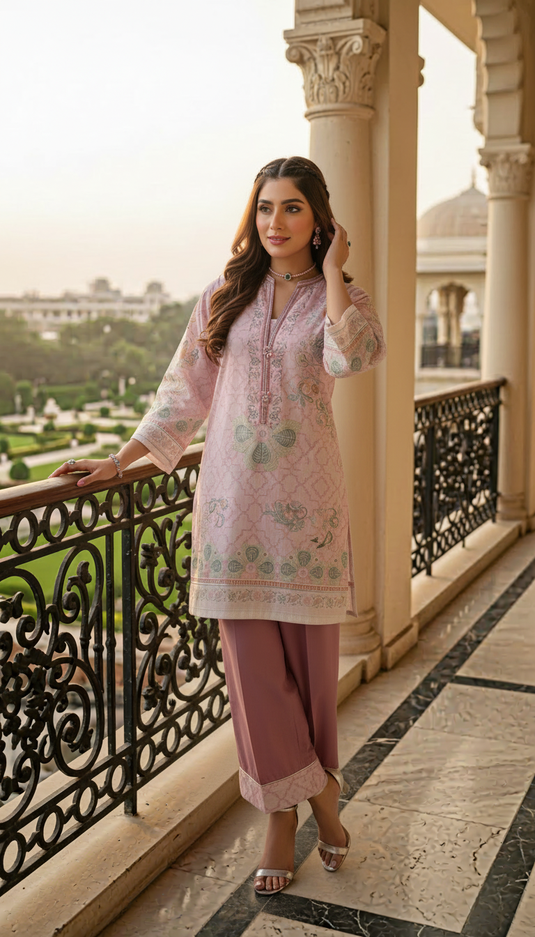 Sakeena Pink Ready to Wear 2 Pcs Dress