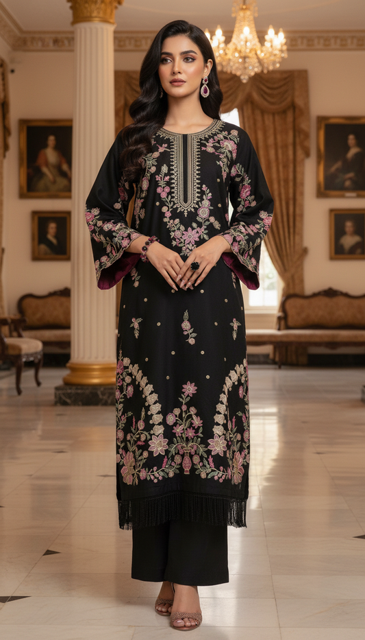 Lamiza Ready to Wear 2 Pcs Embroidered Kaftan Dress