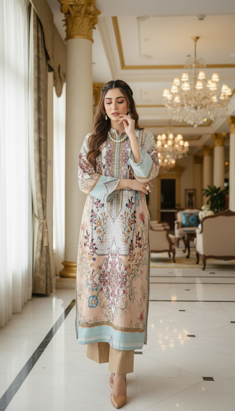 Ryna Ready to Wear 2 Pcs Viscose Kaftan Dress