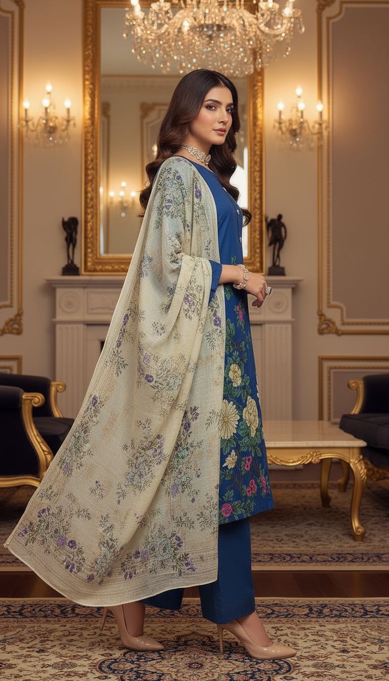 Blue Bahar Ready to Wear 3 Pcs Lawn Dress