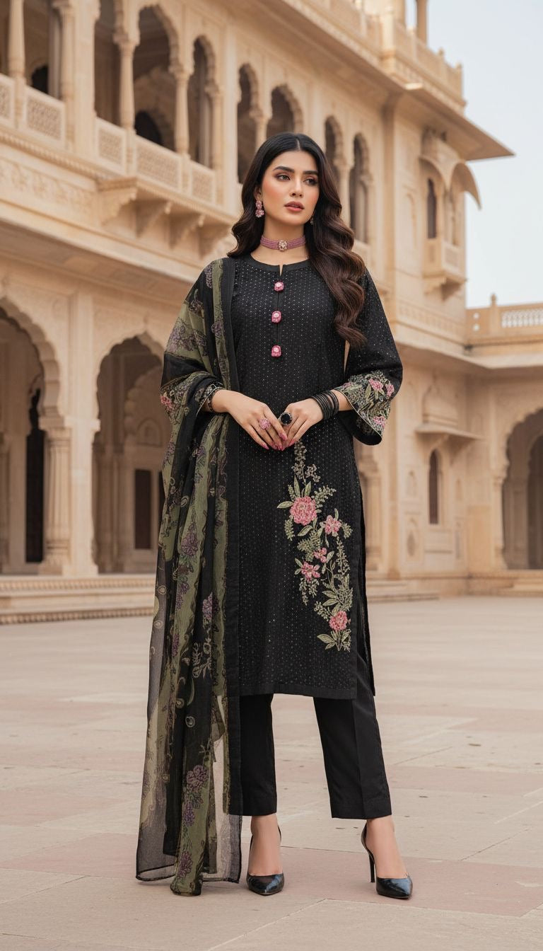Kirmizi Ready to Wear 3 Pcs Fully embroidered Dress