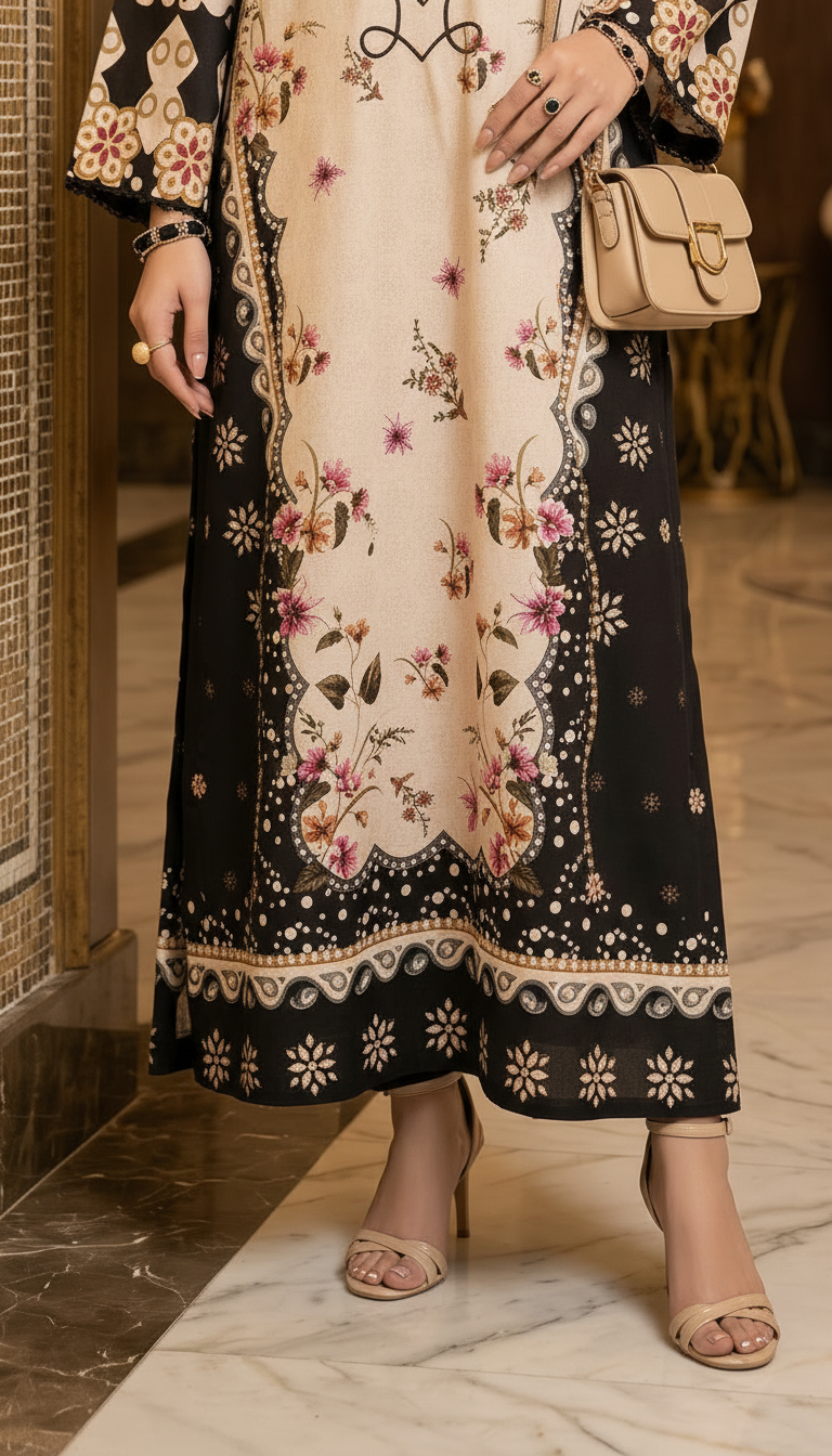 Khushnaz Ready to Wear 2 Pcs Linen Printed Kaftan