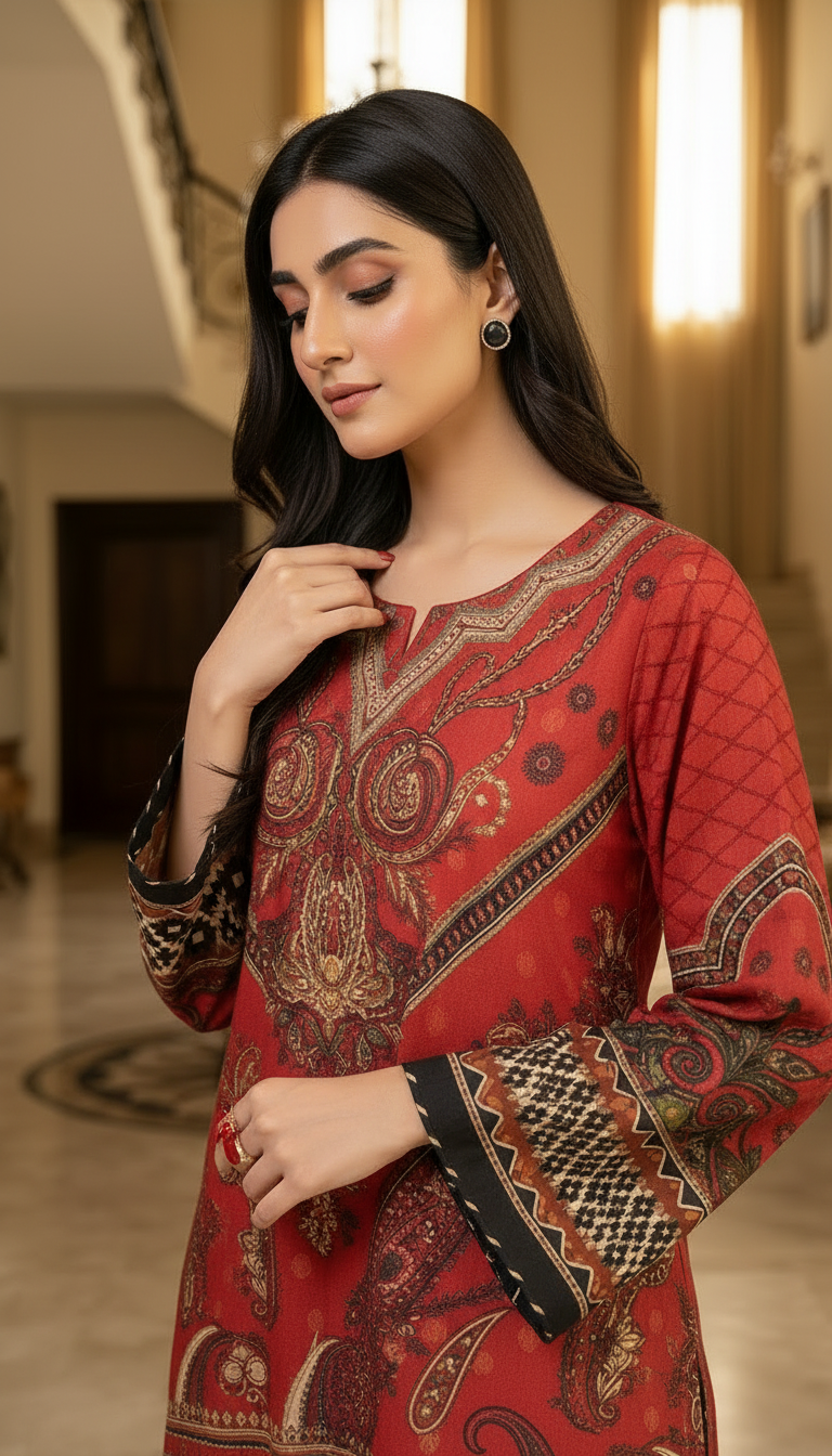 Veena Ready to Wear 2 Pcs Lawn Kaftan Dress