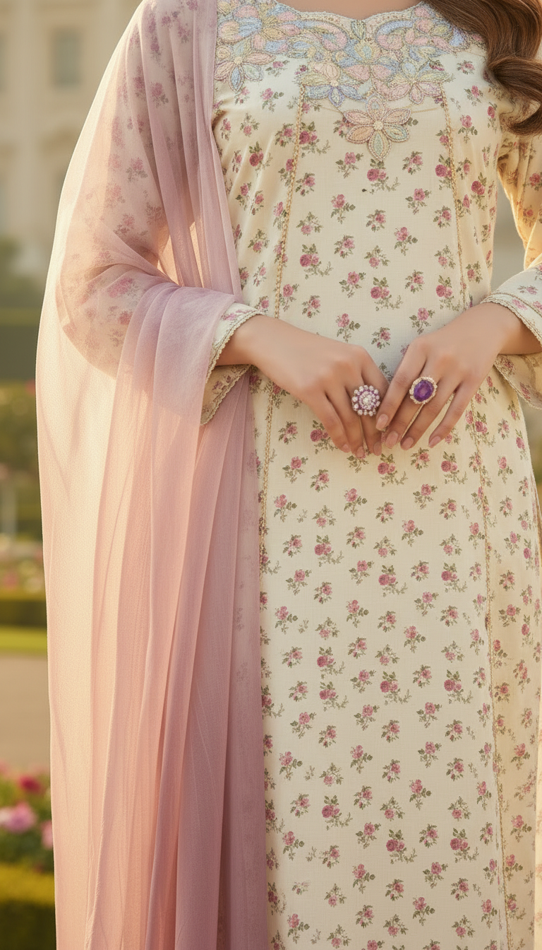 Titlee Ready to Wear 3 Pcs Hand Embroidered Dress
