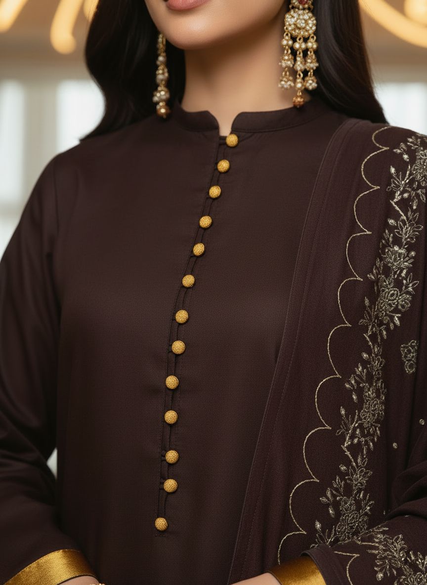 Rehmat Ready to Wear 3 Pcs Dress with Velvet Shawl