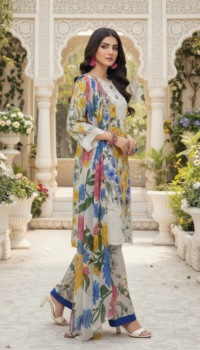 Zaina Ready to Wear 3 Pcs Embroidered Dress