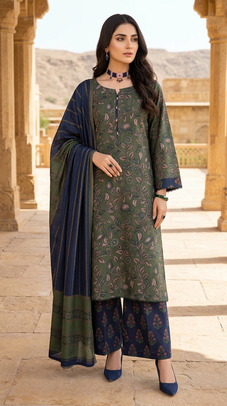 Anna Green Ready to Wear 3 Pcs Marina Dress with Shawl