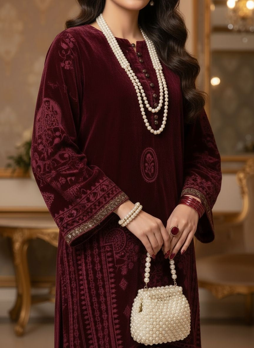 Asima french velvet 2 pcs dress