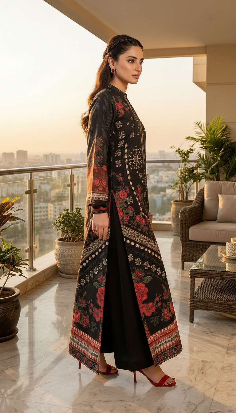 Albani Black Ready to Wear 2 Pcs Kaftan Dress
