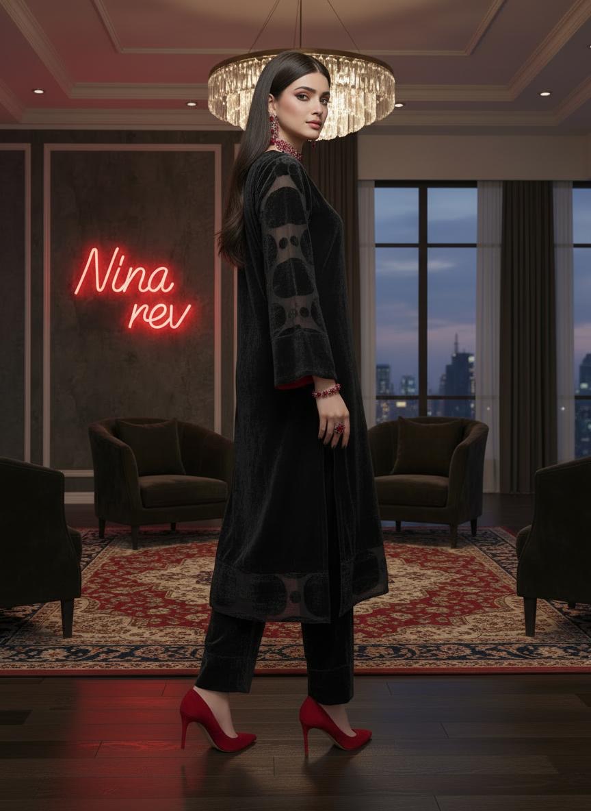 Virsa Black Velvet co ord Set