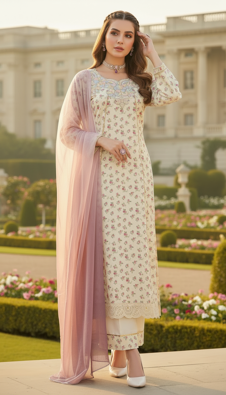 Titlee Ready to Wear 3 Pcs Hand Embroidered Dress