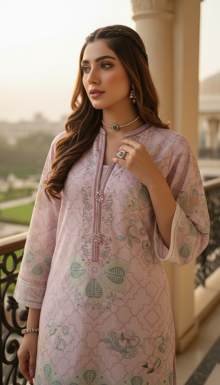 Sakeena Pink Ready to Wear 2 Pcs Dress