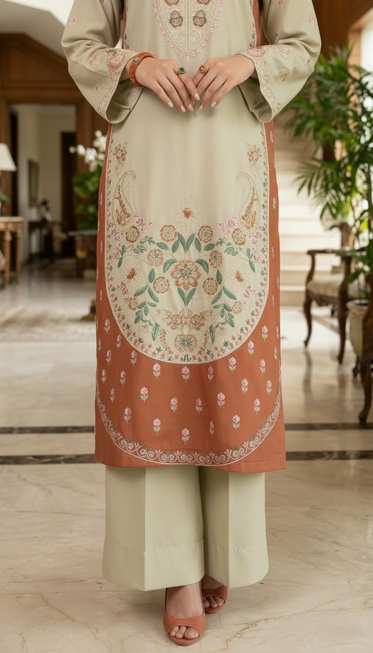 Dacia Fully Embroidered 2 Pcs Dress
