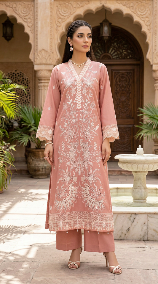 Hani Coral Kaftan ready to wear 2 Pcs Dress